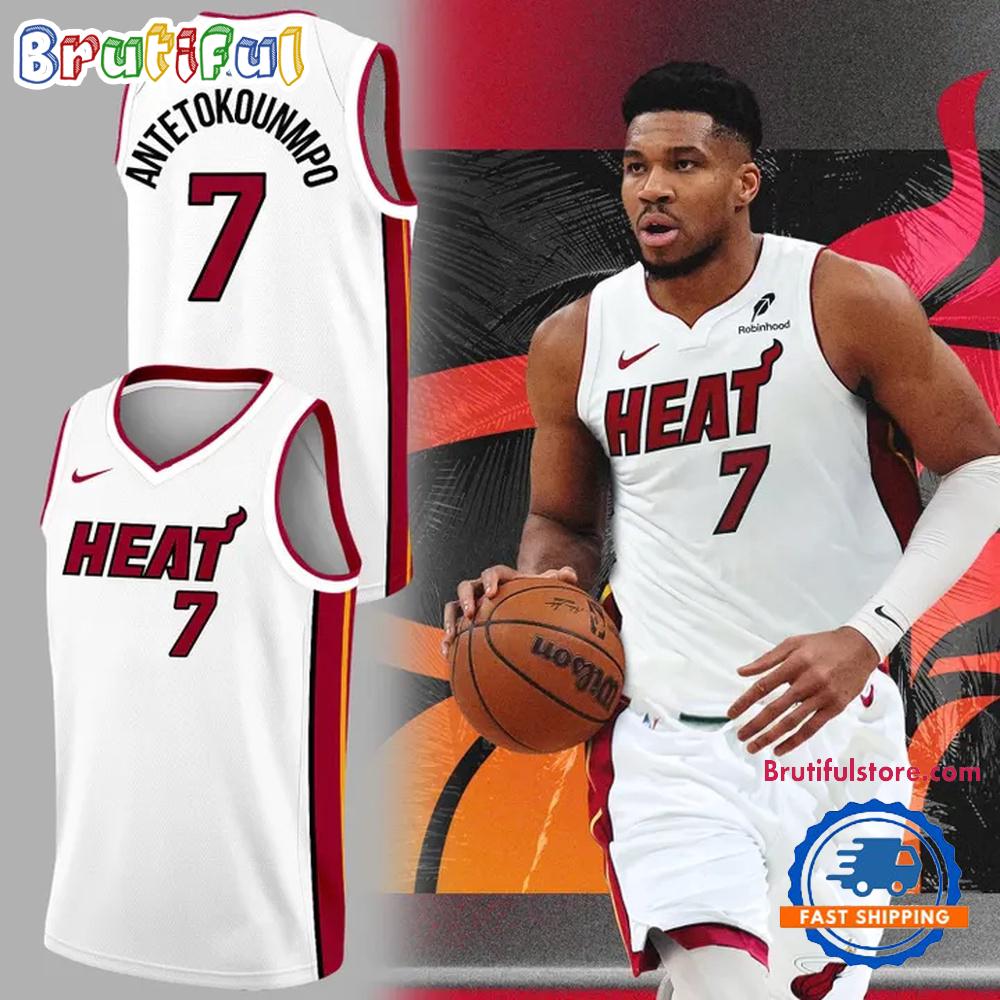 Giannis Antetokounmpo Miami Heat White Basketball Jersey