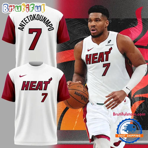 Giannis Antetokounmpo Miami Heat White T Shirt