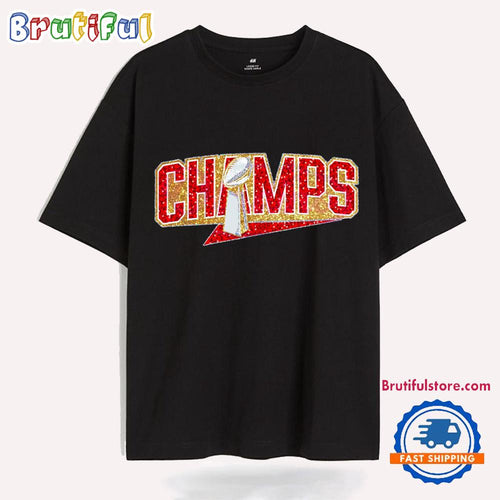 Glitter Champs Super Bowl Trophy Kansas City Chiefs T Shirt