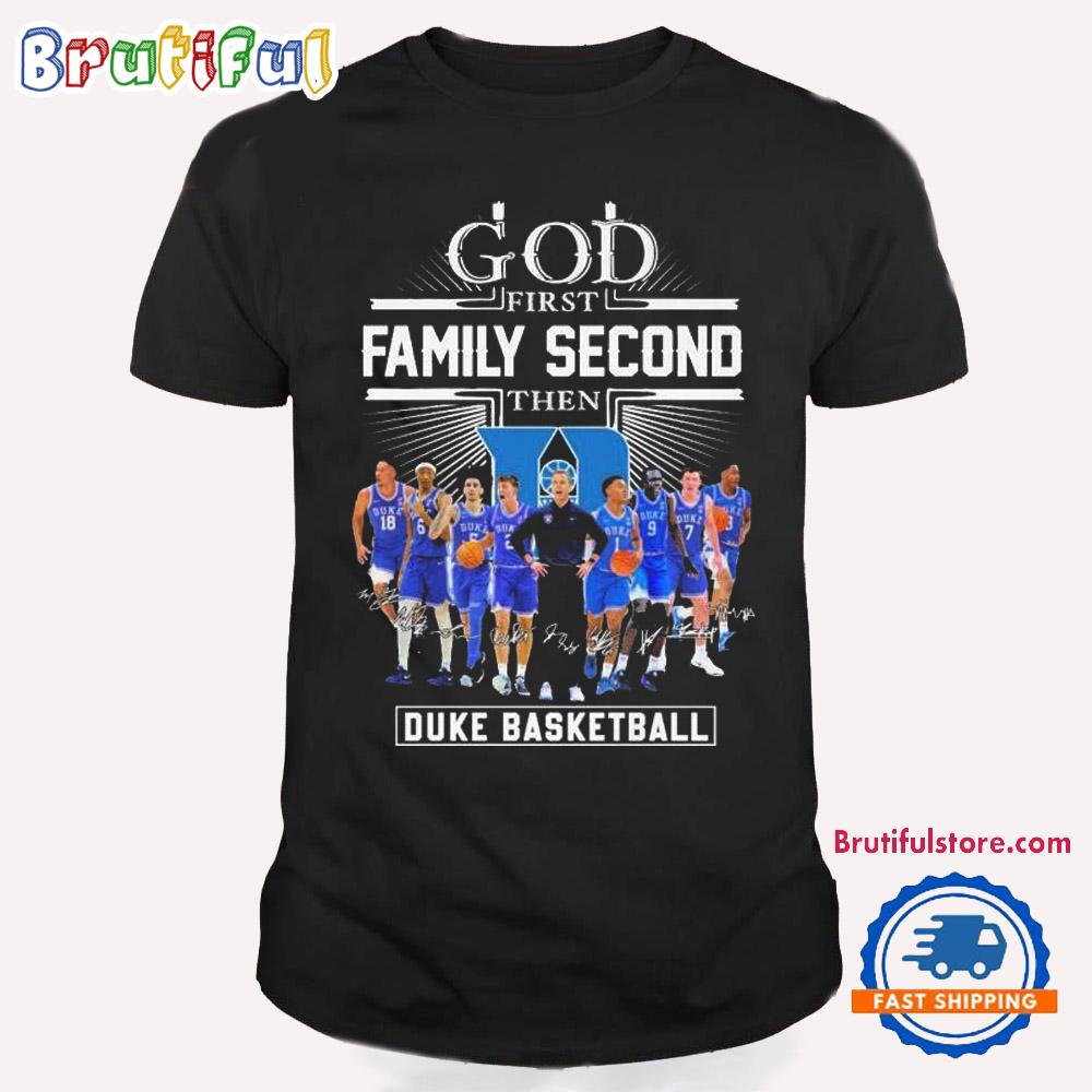 God First Family Second Then South Duke Blue Devils Men’s Basketball Signatures Team 2025 T Shirt