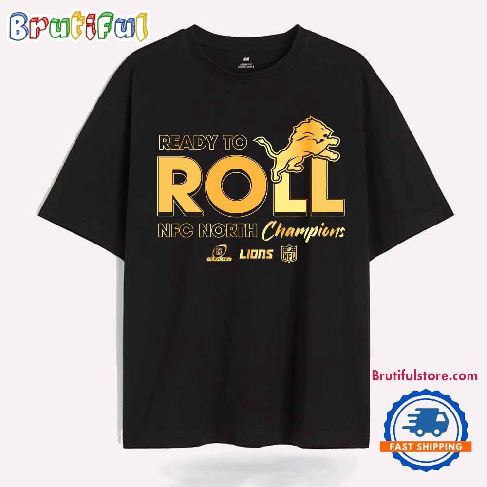 Gold Detroit Lions 2024 Ready To Roll Nfc North Champions T Shirt