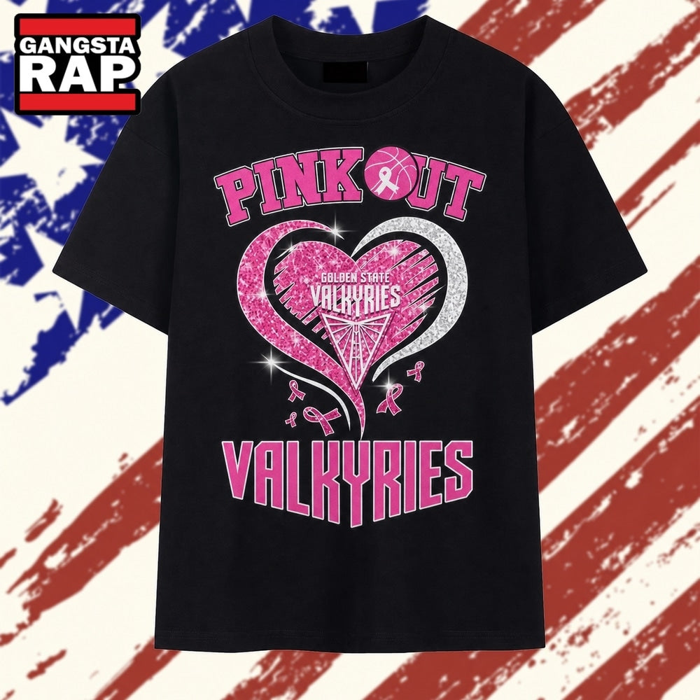 Golden State Valkyries Pink Out Breast Cancer Awareness Heart T Shirt