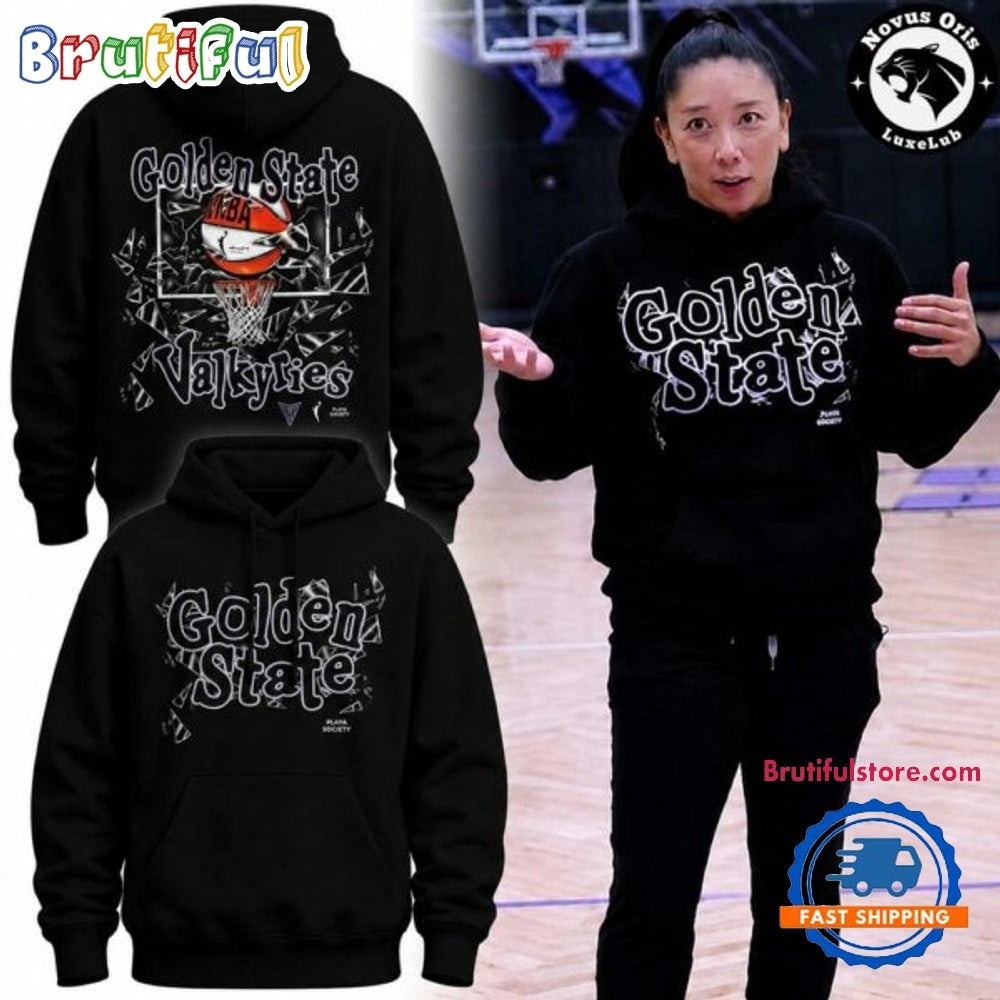 Golden State Valkyries Playa Society Black Shattered Glass Graphic Hoodie
