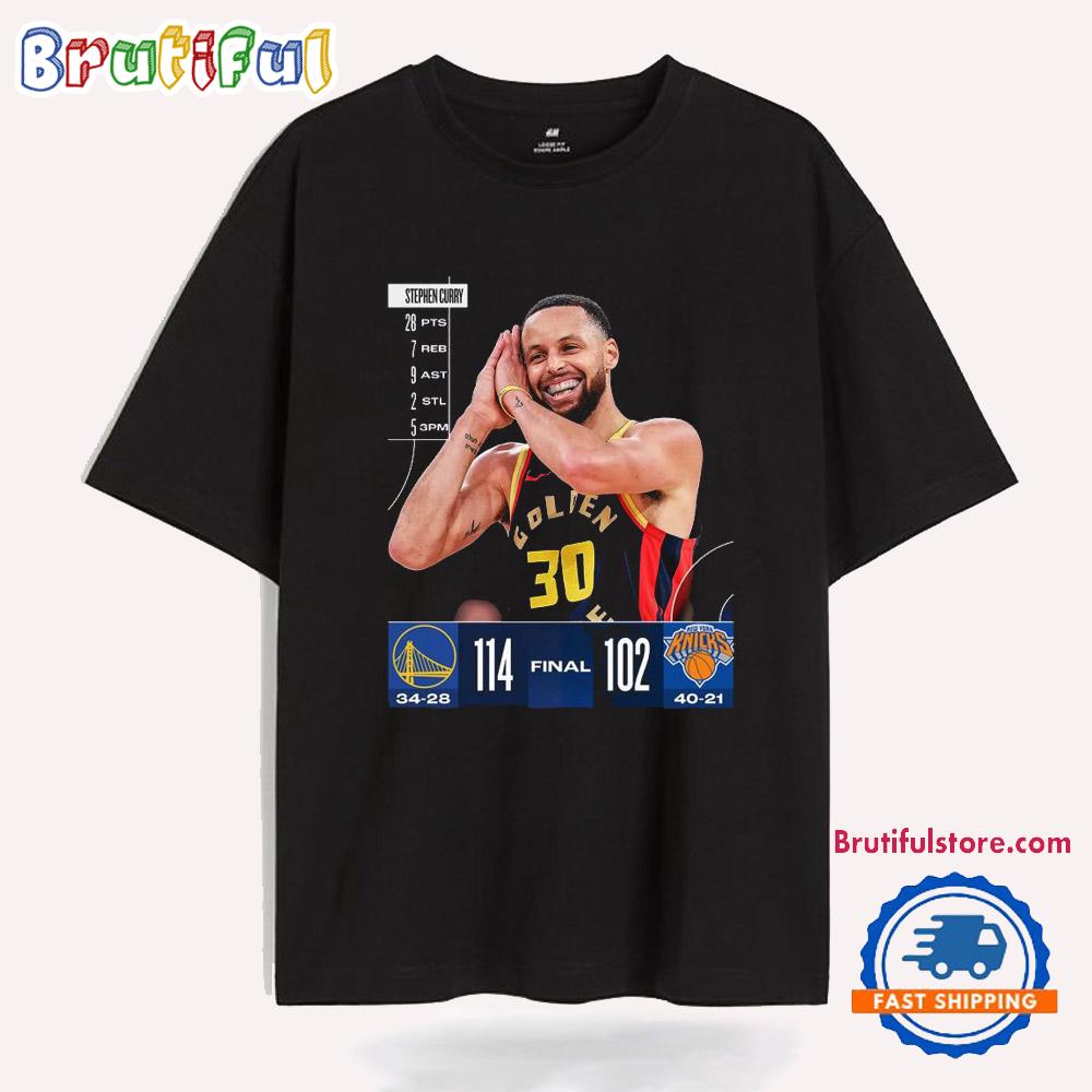 Golden State Warriors Win 114-102 New York Knicks 2025 NBA Gameday Final Score T Shirt