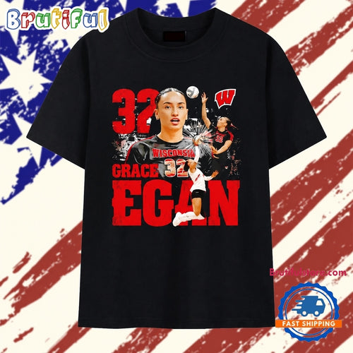 Grace Egan Wisconsin Volleyball 32 NCAA T Shirt