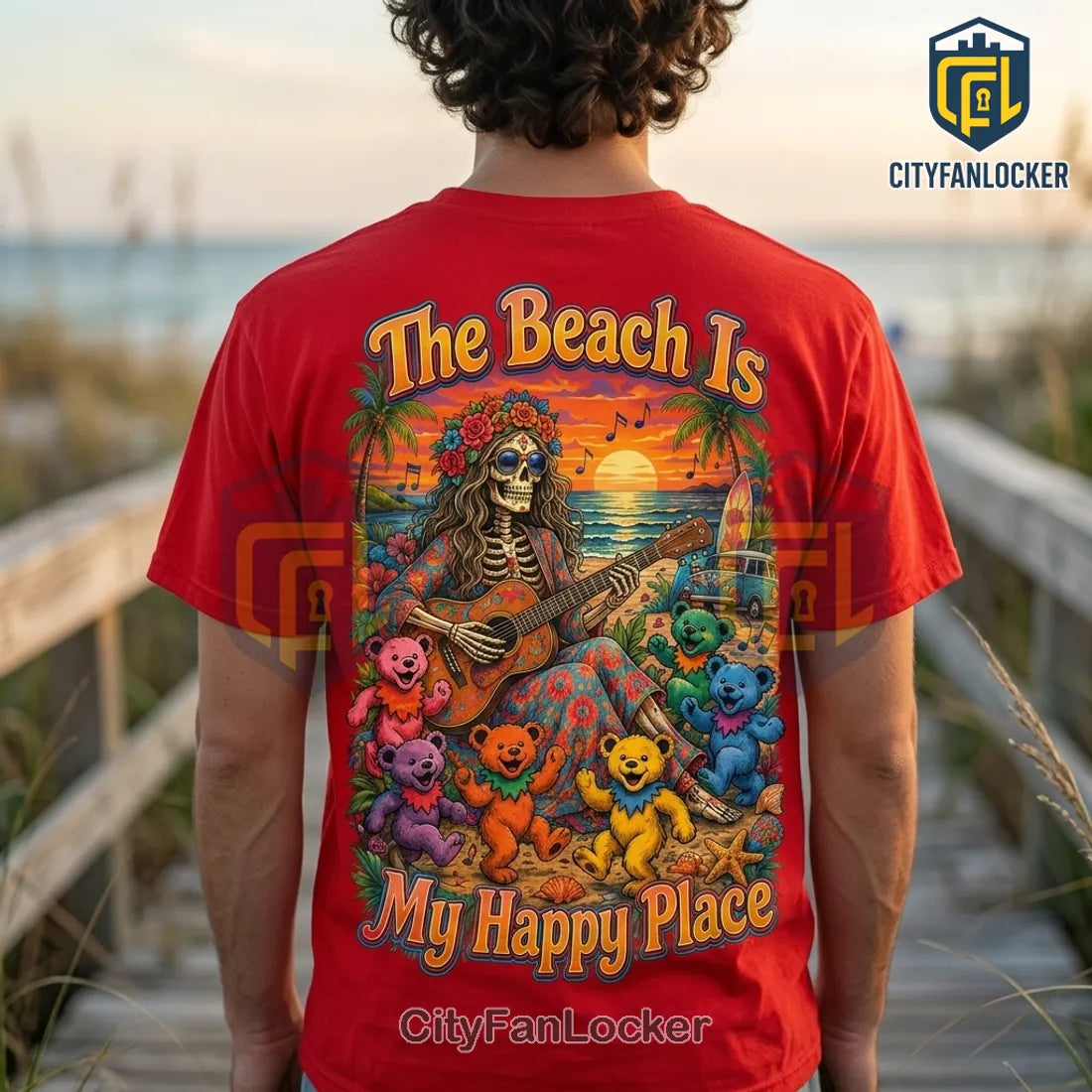 Grateful Dead Red Beach Tie Dye T-Shirt