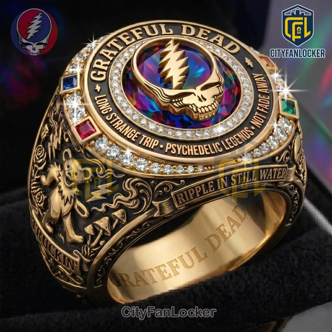 Grateful Dead Steal Your Face Gold Plated Ring