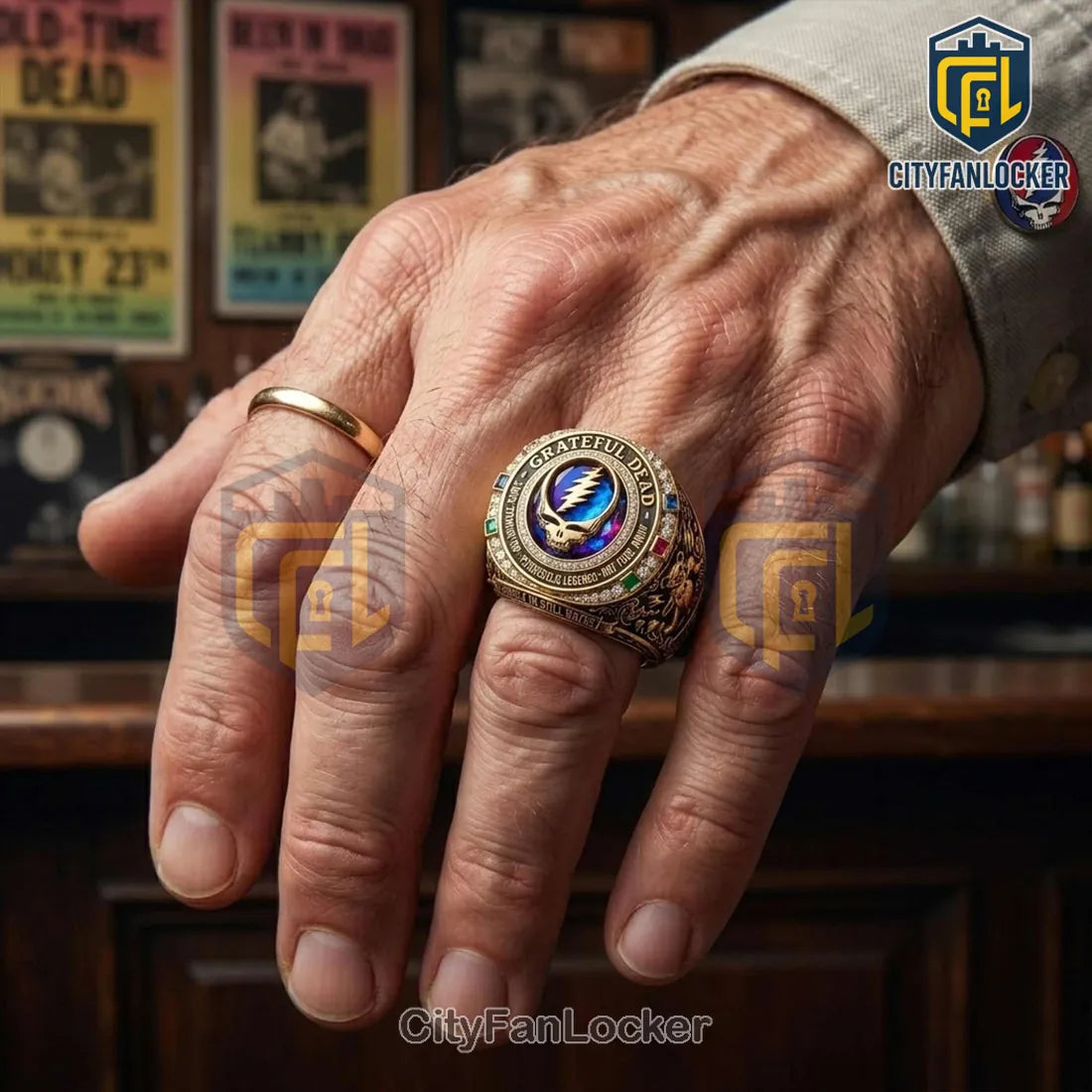 Grateful Dead Steal Your Face Gold Plated Ring
