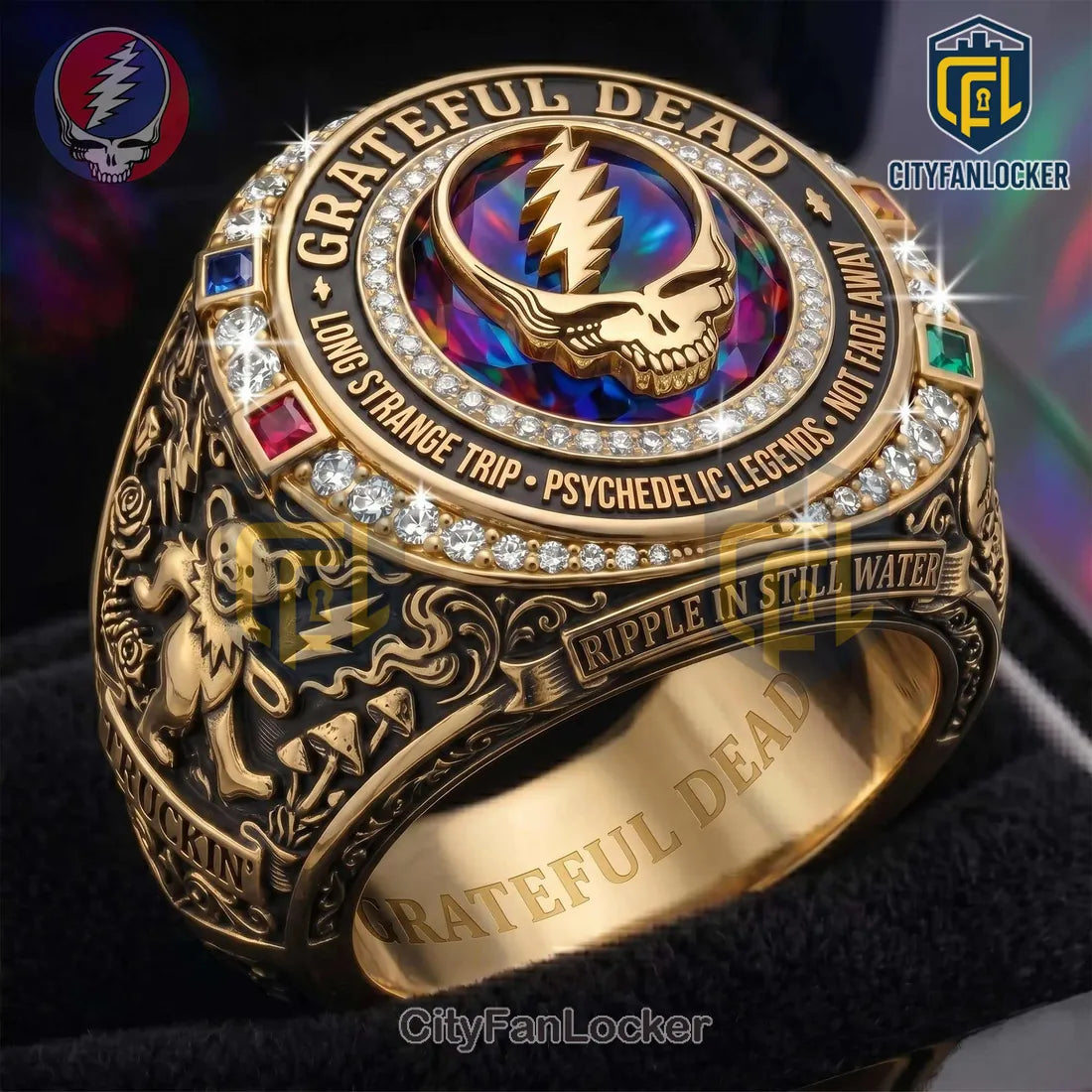 Grateful Dead Steal Your Face Gold Plated Ring