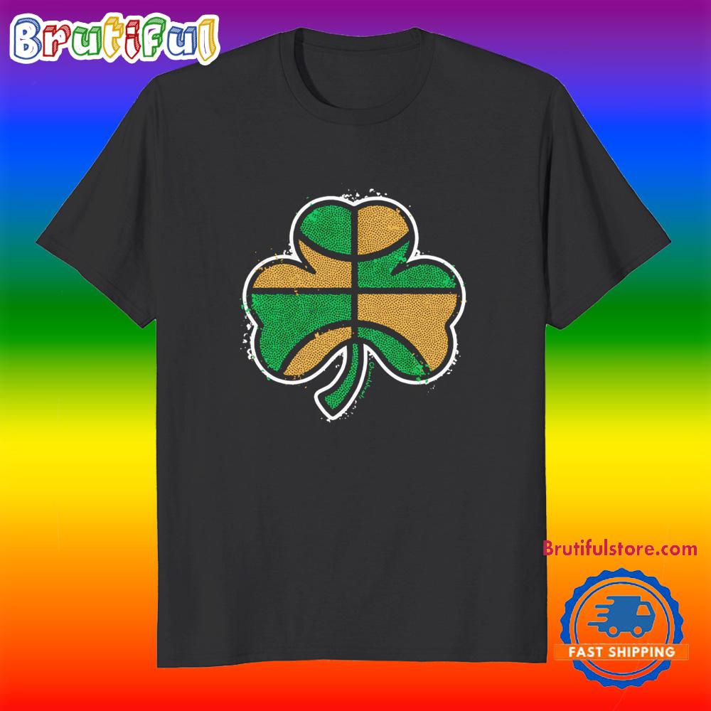 Green and Gold Basketball Shamrock Boston T Shirt