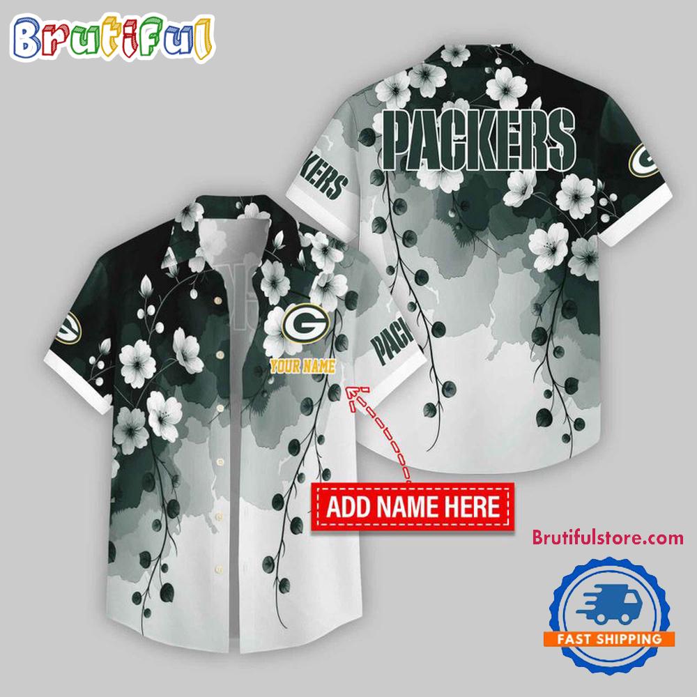 Green Bay Packers Flower Pattern Trendy Summer Button Hawaii Shirt