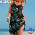 Green Bay Packers Flower Pattern Women’s Summer Beach Sling Dress