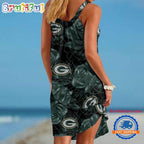 Green Bay Packers Flower Pattern Women’s Summer Beach Sling Dress