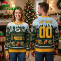 Green Bay Packers Football Helmet Custom Name And Number Ugly Christmas Sweater