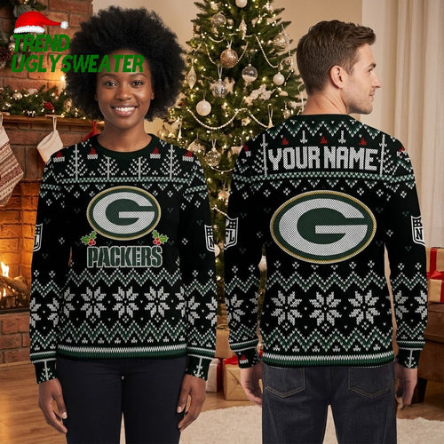 Green Bay Packers G Logo Custom Name Ugly Christmas Sweater