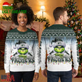 Green Bay Packers Grinch Santa Hat Christmas Lights Ugly Christmas Sweater