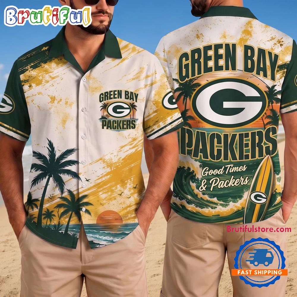 Green Bay Packers NFL Beach Vibes Team Summer Hawaiian Shirt
