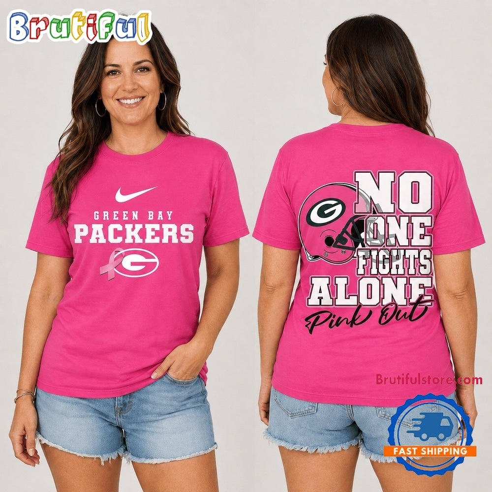 Green Bay Packers NFL No One Fight Alone Pink Out T Shirt