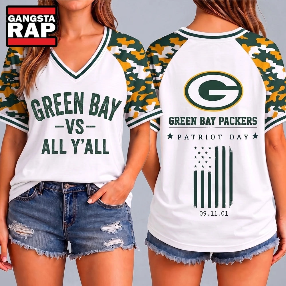 Green Bay Packers NFL vs All Y’ All United We Stand V Neck T Shirt