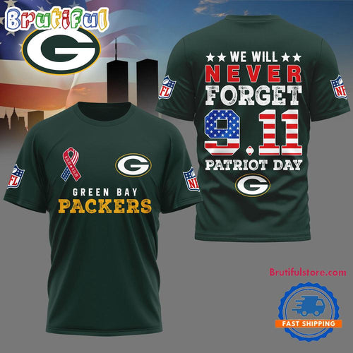 Green Bay Packers NFL We Will Never Forget 9 11 Patriot Day Limited 3D Shirt