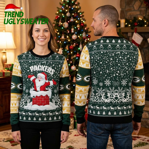 Green Bay Packers Santa Claus Chimney Ugly Christmas Sweater