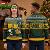 Green Bay Packers Snoopy And Woodstock Helmet Ugly Christmas Sweater