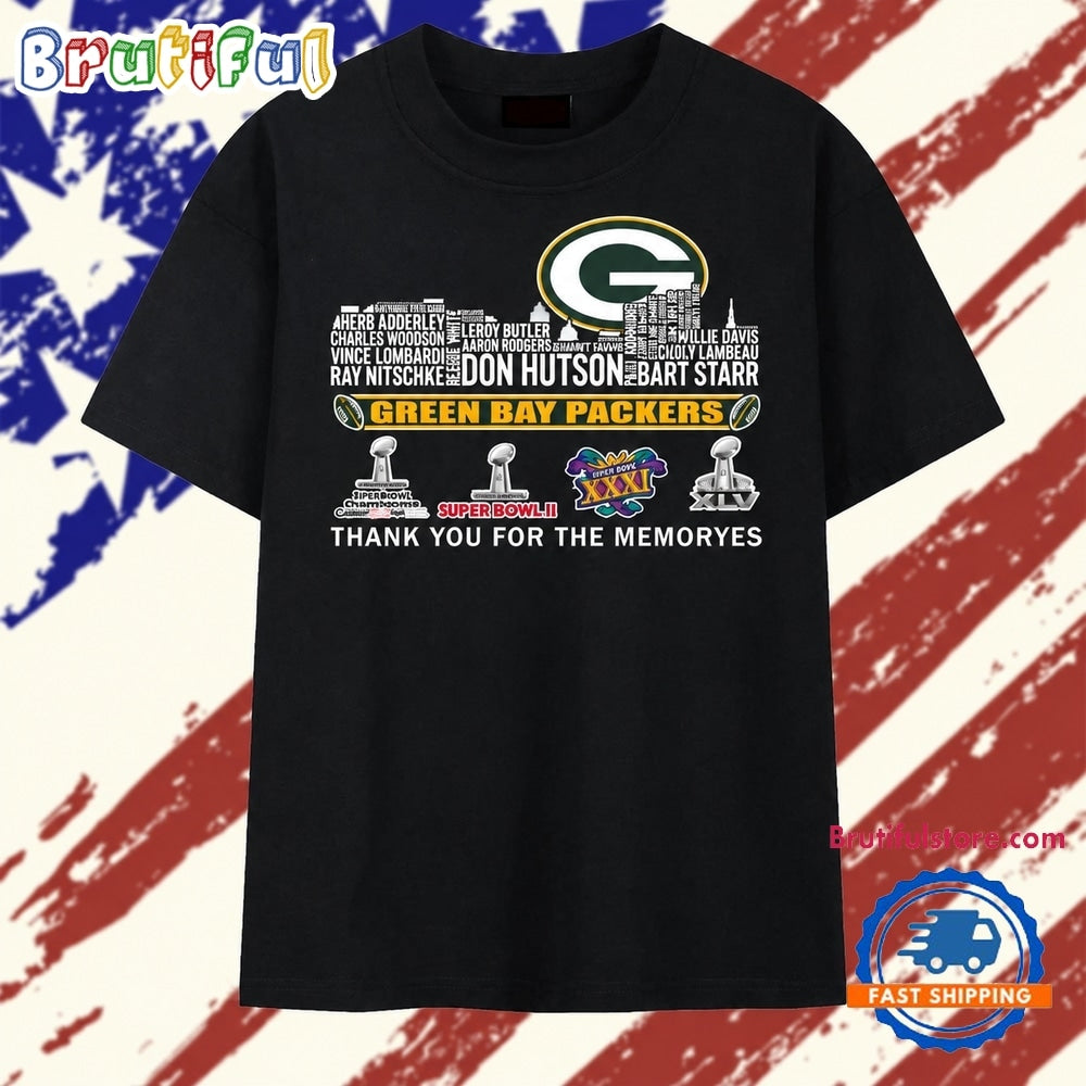 Green Bay Packers Super Bowl Champions Skyline Signatures T Shirt