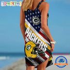 Green Bay Packers USA Independence Day Women’s Summer Beach Sling Dress