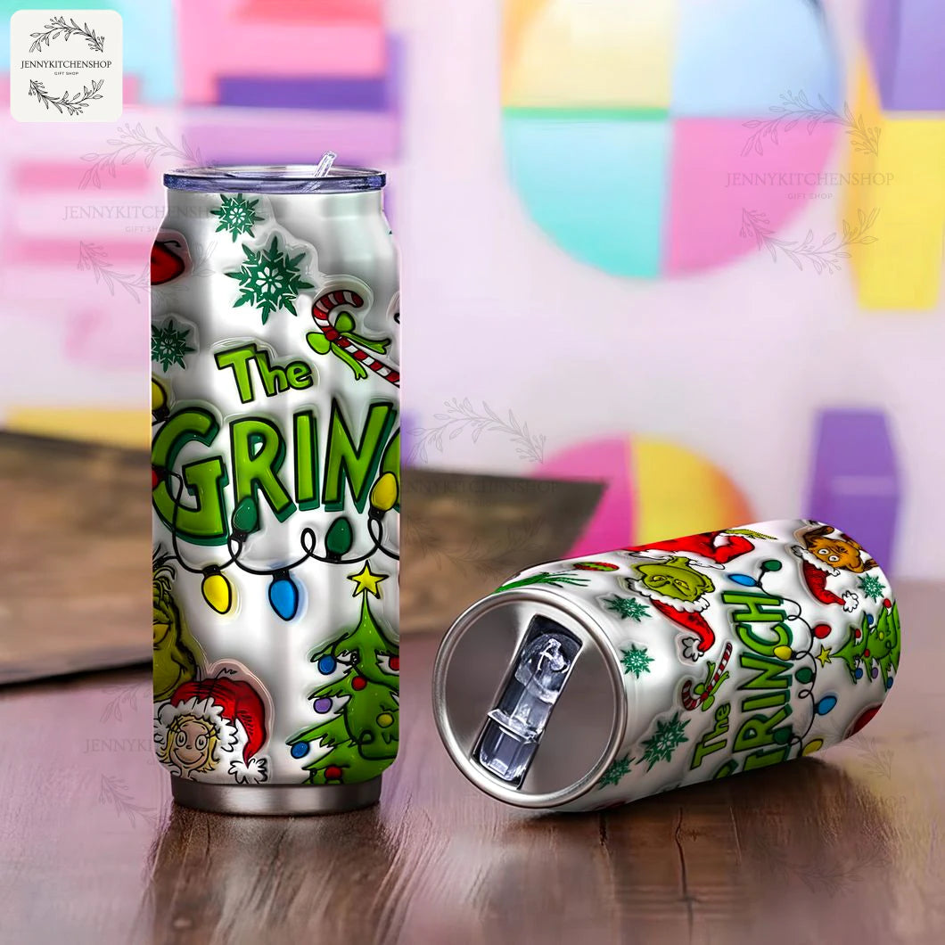 The Grinch x Christmas Can Shaped Tumbler