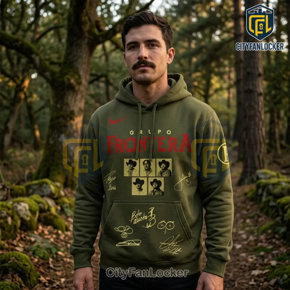 Grupo Frontera Triste Pero Bien Cabron Tour 2026 Olive Green Hoodie