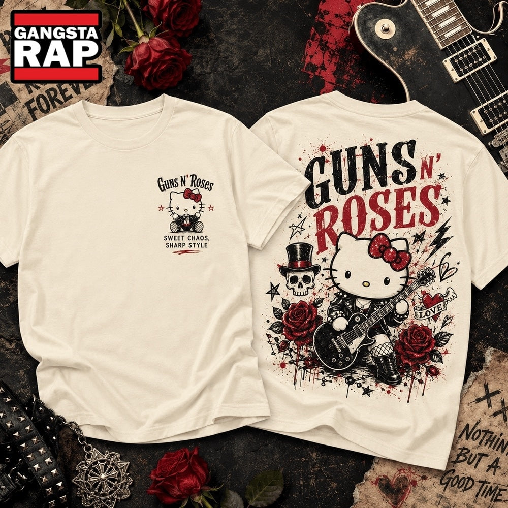 Guns N’ Roses Sweet Chaos Wild Rose Kitty Vintage Rock 3D Shirt Hoodie T-Shirt