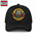 Guns N Roses Vintage Pistol & Rose Logo Black Classic Cap, Trendy Music Baseball Cap