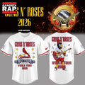 Guns N’ Roses x St. Louis Cardinals World Tour 2026 Mascot White Deisgn Baseball Jersey