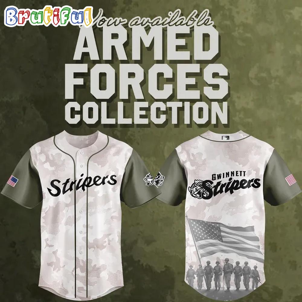 Gwinnett Stripers Special New Beige Olive 2025 Memorial Day Jersey Shirt