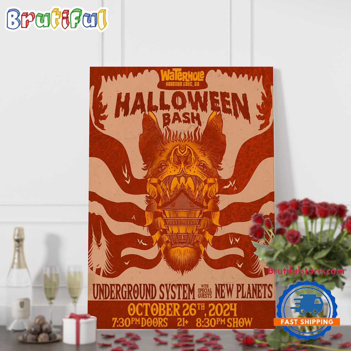 Halloween Bash Waterhole Music Lounge Saranac Lake NY Oct 26 2024 Event Poster Canvas Art