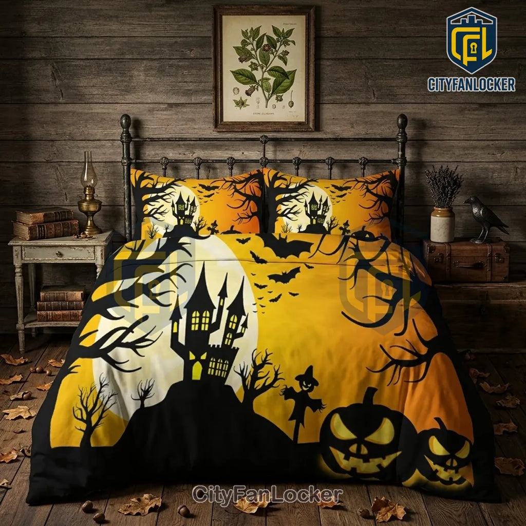 Halloween Haunted House Pumpkin Bedding Set