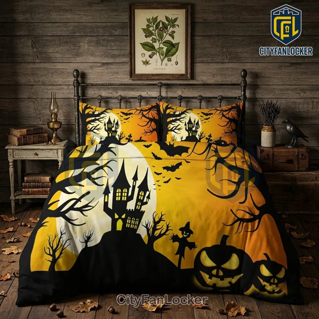 Halloween Haunted House Pumpkin Bedding Set