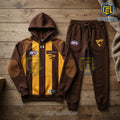 Hawthorn Hawks Brown and Gold Hoodie and Jogger Sports Set