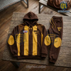 Hawthorn Hawks Brown and Gold Hoodie and Jogger Sports Set