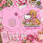 Hello Kitty Golden Retriever Pink Breast Cancer Shirt
