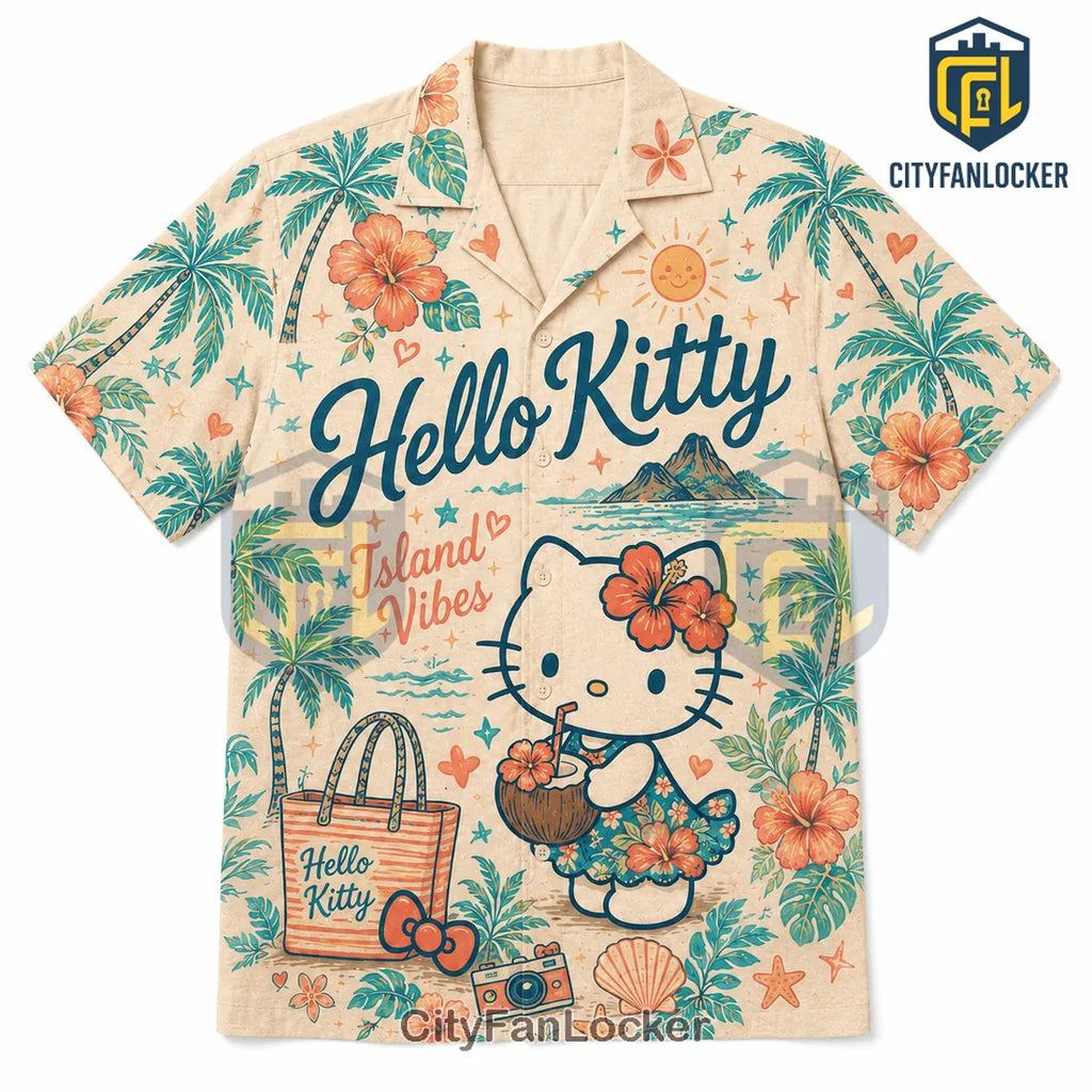 Hello Kitty Island Vibes Tropical Button Down Shirt 2026