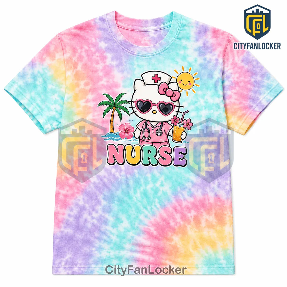 Hello Kitty Summer Nurse Tie Dye T-Shirt