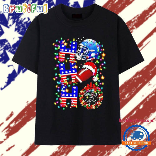 Ho Ho Ho Festive Game Day Christmas Lights T Shirt