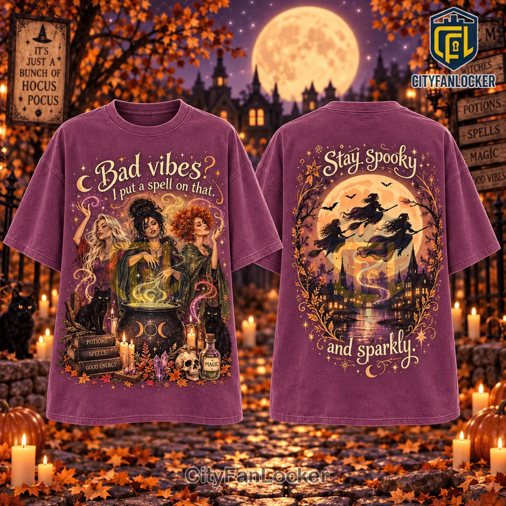 Hocus Pocus Witchy Vibes Purple T-Shirt