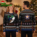 Houston Astros Grinch Baseball Player Snowflake Ugly Christmas Sweater