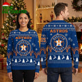 Houston Astros Personalized Reindeer And Snowflake Ugly Christmas Sweater
