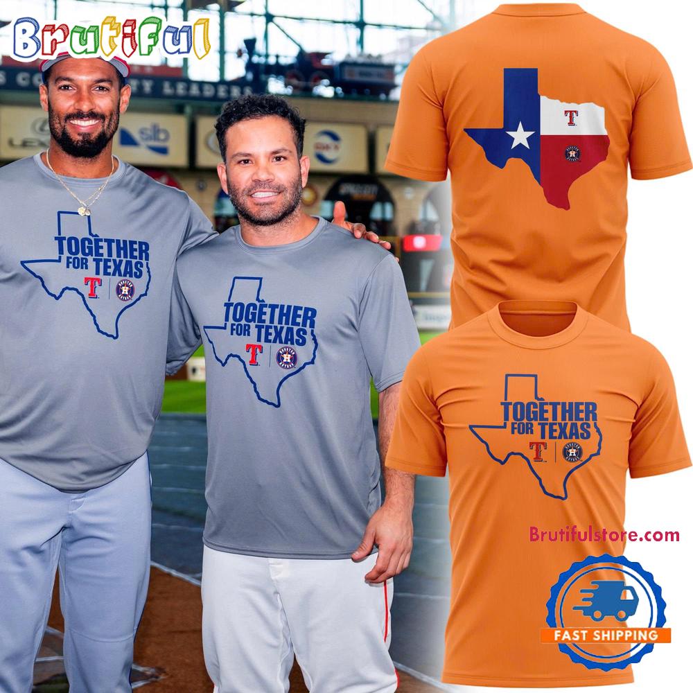 Houston Astros Together for Texas 2025 Orange 3D Shirt
