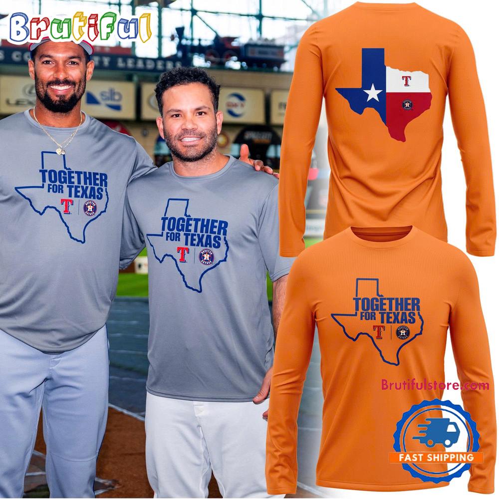 Houston Astros Together for Texas 2025 Orange Long Sleeve Shirt