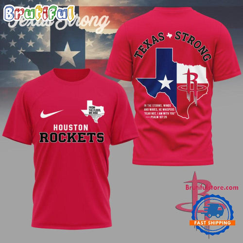 Houston Rockets Texas Strong 2025 Red 3D Shirt