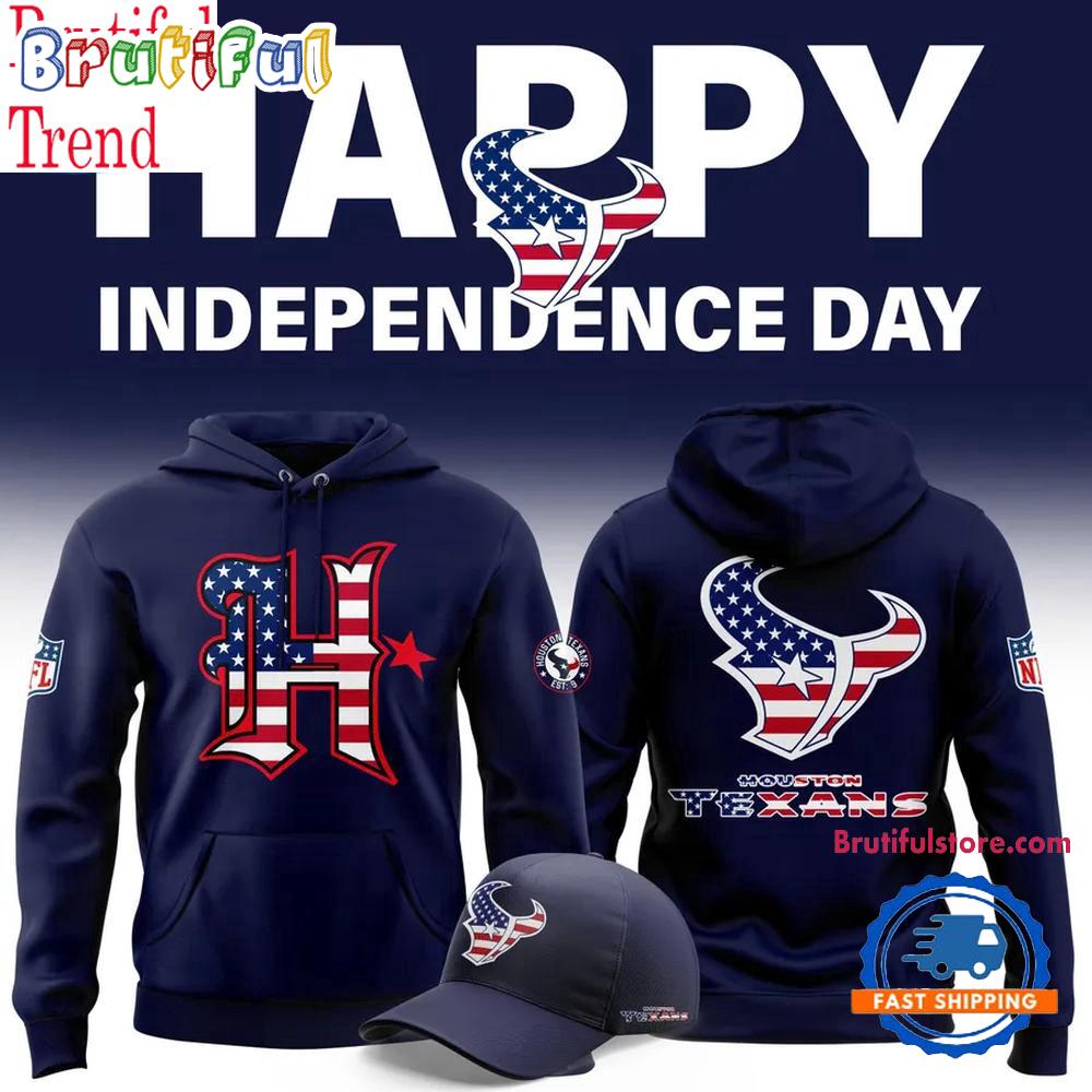 Houston Texans 2025 Happy Independence Day Hoodie Shirt